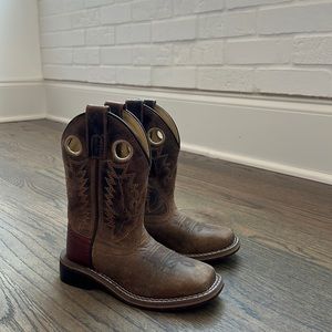 Boys Toddler Leather Square Toe Boots - Size 9.5, Brown